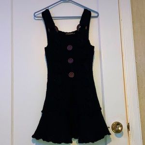 Black sleeveless cardigan wool dress